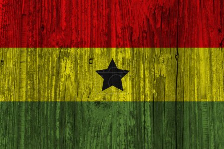 Photo for Ghana flag on grunge wooden background - Royalty Free Image