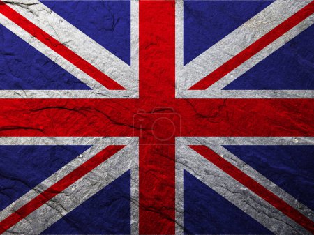 Foto de Bandera de Gran Bretaña en textura de piedra rugosa rayada - Imagen libre de derechos