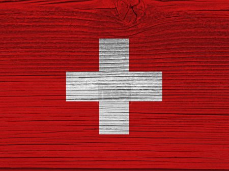 Foto de Bandera suiza sobre fondo grunge de madera - Imagen libre de derechos