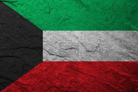Photo for Kuwait flag on scratched rough stone texture - Royalty Free Image