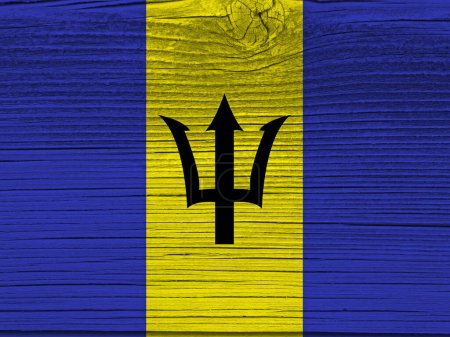Photo for Barbados flag on grunge wooden background - Royalty Free Image