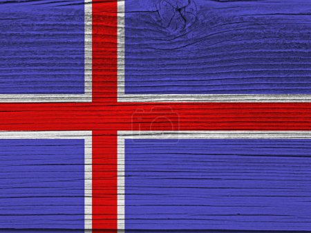 Téléchargez les photos : Drapeau Islande sur fond bois grunge - en image libre de droit