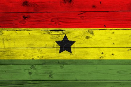 Téléchargez les photos : Drapeau Ghana sur fond bois grunge - en image libre de droit