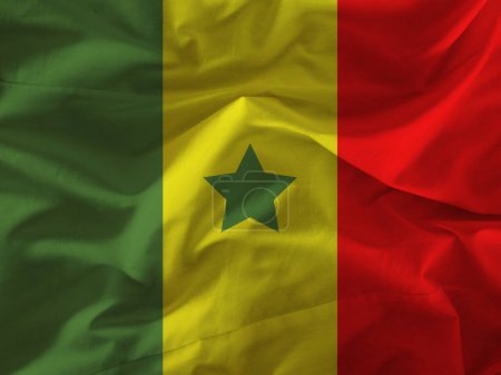 Photo for Senegal flag on wavy surface of fabric - Royalty Free Image
