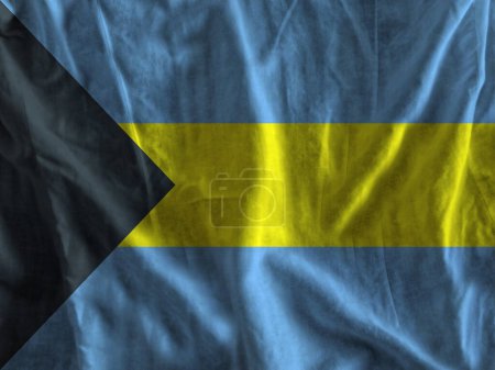 Foto de Bandera de Bahamas en la superficie ondulada de la tela - Imagen libre de derechos