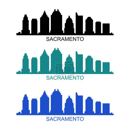 Illustration for Sacramento urban city skyline on white background - Royalty Free Image