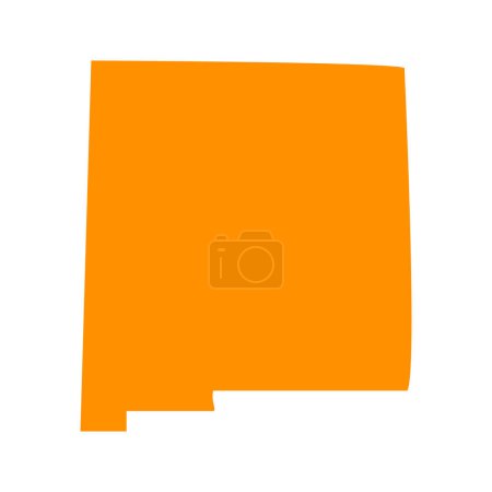 Téléchargez les illustrations : Carte orange du Nouveau-Mexique isolée sur fond blanc, État du Nouveau-Mexique, États-Unis. - en licence libre de droit