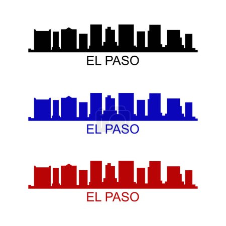 Téléchargez les illustrations : El Paso skyline de la ville urbaine sur fond blanc - en licence libre de droit