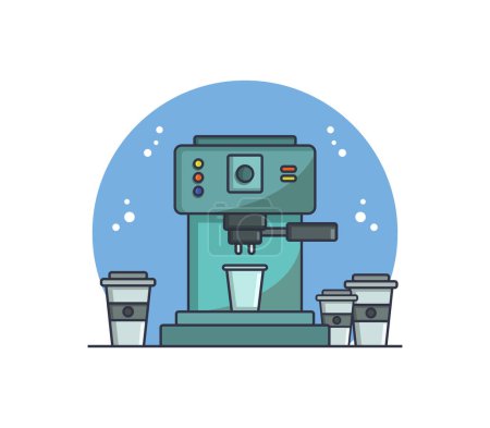 Illustration for Coffee machine and take away coffee cups icon, vector illustration - Royalty Free Image