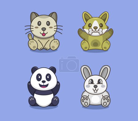 Illustration for Cartoon animals collection icons set - Royalty Free Image