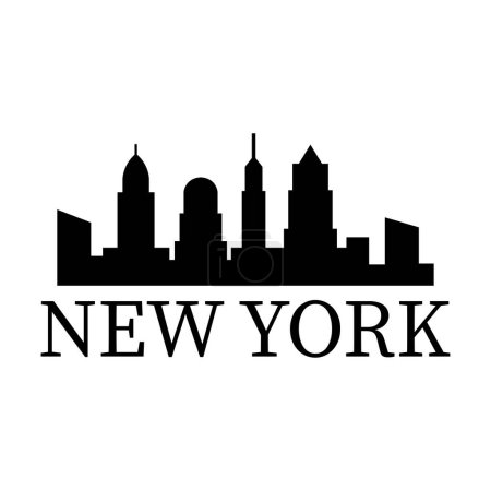 Ilustración de Skyline de la ciudad de Nueva York sobre fondo blanco - Imagen libre de derechos