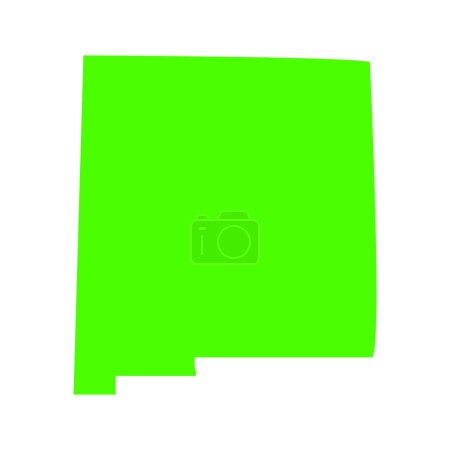 Téléchargez les illustrations : Carte verte du Nouveau-Mexique isolée sur fond blanc, État du Nouveau-Mexique, États-Unis. - en licence libre de droit