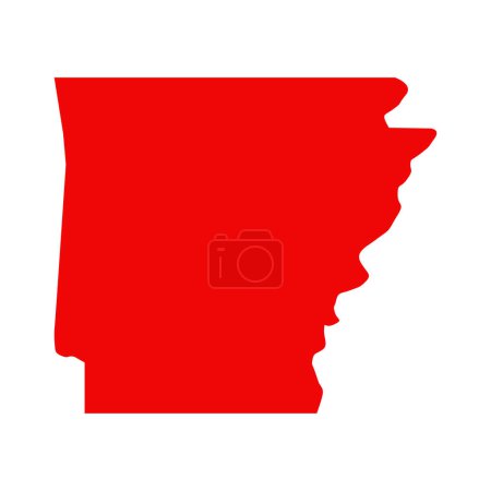 Illustration for Red Arkansas map isolated on white background, Arkansas state, United States. - Royalty Free Image