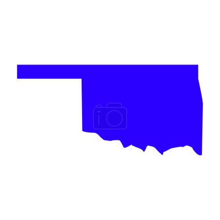 Illustration for Blue Oklahoma map isolated on white background, Oklahoma state, United States. - Royalty Free Image