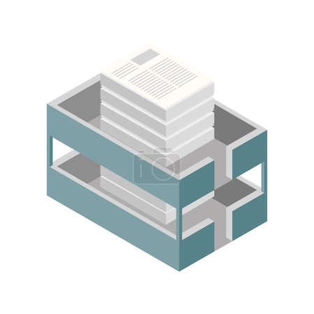 Illustration for Isometric box with newspapers - Royalty Free Image