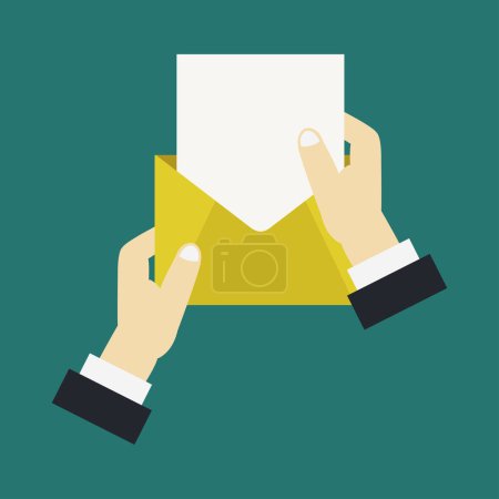 Illustration for Close-up view of male hands holding envelope - Royalty Free Image