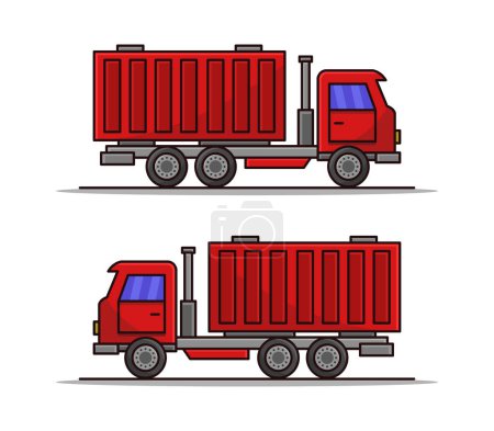 Téléchargez les illustrations : Icônes de voitures de camion sur fond blanc - en licence libre de droit