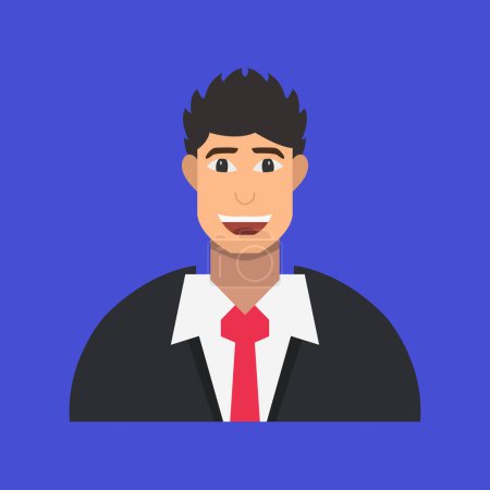 Illustration for Business man vector icon on blue background - Royalty Free Image