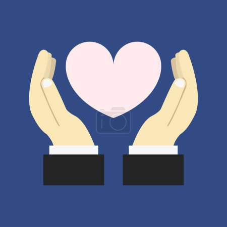 Illustration for Two hands holding a heart in the middle of the frame - Royalty Free Image