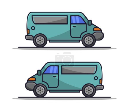 Ilustración de Conjunto de iconos van coche aislado sobre fondo blanco - Imagen libre de derechos