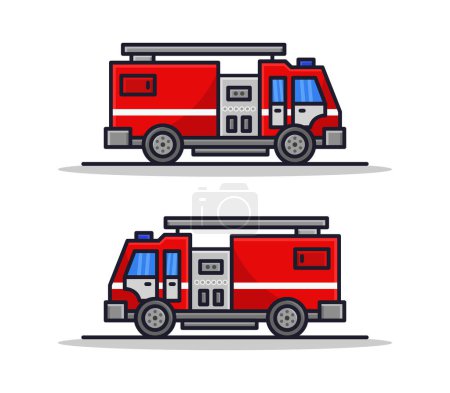 Téléchargez les illustrations : Illustration vectorielle camion de pompiers - en licence libre de droit