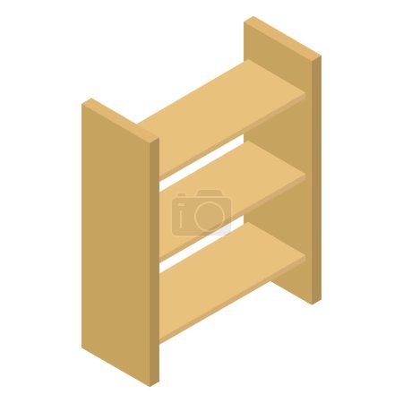 Illustration for Wooden shelves icon, isometric style - Royalty Free Image
