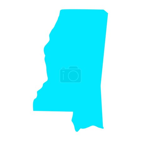 Ilustración de Mapa de Mississippi aislado sobre fondo blanco, estado de Mississippi, Estados Unidos. - Imagen libre de derechos