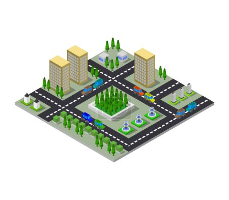 Illustration for Modern city buildings isometric vector illustration. - Royalty Free Image