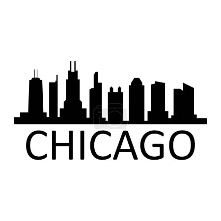 Téléchargez les illustrations : Chicago ville urbaine skyline sur fond blanc - en licence libre de droit