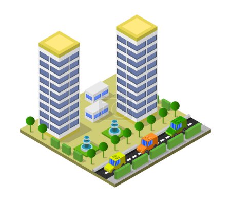 Illustration for Skyscrapers in city icon on white background - Royalty Free Image