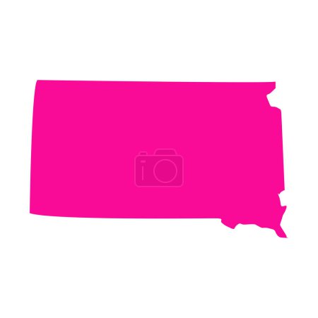 Illustration for Pink map of the u. s. state of south dakota - Royalty Free Image