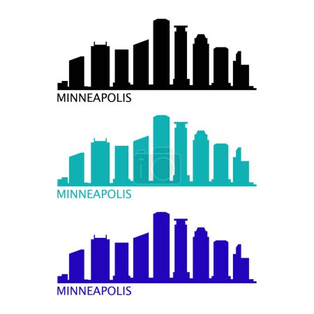 Illustration for Minneapolis urban city skyline on white background - Royalty Free Image