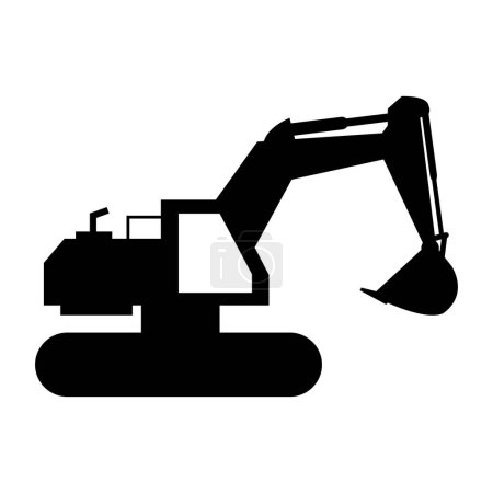 Illustration for Black excavator icon on white background - Royalty Free Image