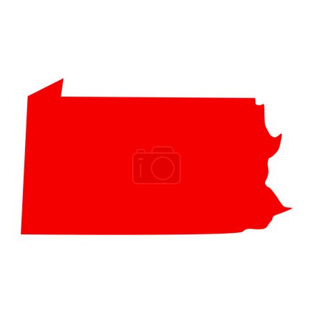 Téléchargez les illustrations : Carte de Pennsylvanie isolée sur fond blanc, État de Pennsylvanie, États-Unis. - en licence libre de droit