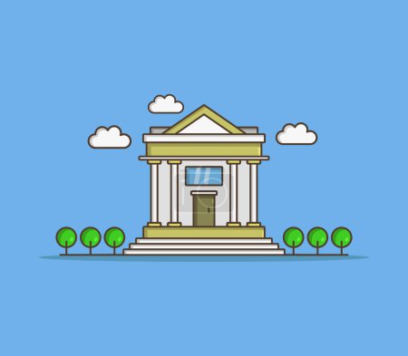Illustration for Bank icon on blue background - Royalty Free Image