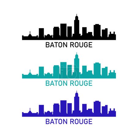 Téléchargez les illustrations : Bâton Rouge ville urbaine skyline sur fond blanc - en licence libre de droit