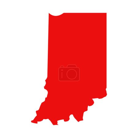 Téléchargez les illustrations : Carte de l'Indiana isolée sur fond blanc, État de l'Indiana, États-Unis. - en licence libre de droit