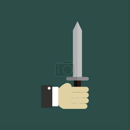 Illustration for Hand holding sword icon on color background - Royalty Free Image