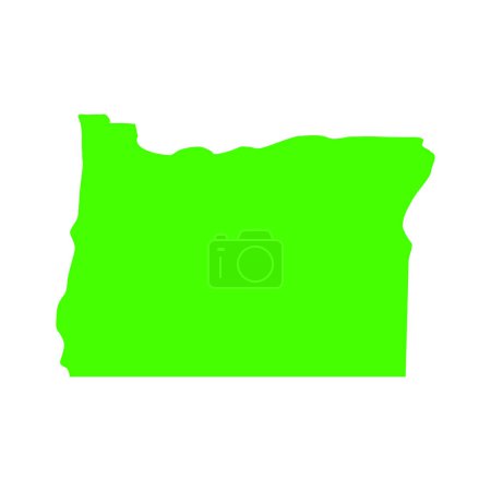 Illustration for Green Oregon map isolated on white background, Oregon state, United States. - Royalty Free Image