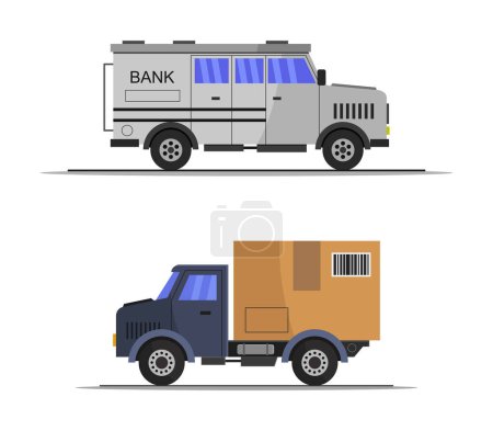 Ilustración de Camión coches iconos sobre fondo blanco - Imagen libre de derechos
