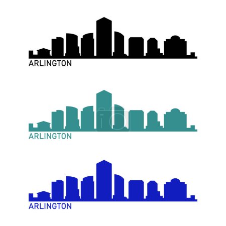 Téléchargez les illustrations : Arlington ville urbaine skyline sur fond blanc - en licence libre de droit