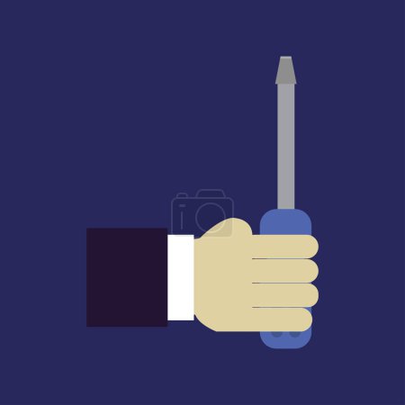 Illustration for Hand with screwdriver icon, flat style - Royalty Free Image