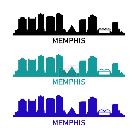 Illustration for Memphis urban city skyline on white background - Royalty Free Image