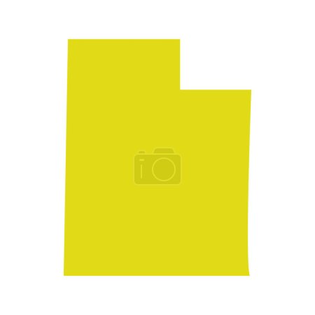 Téléchargez les illustrations : Carte jaune de l'Utah isolée sur fond blanc, État de l'Utah, États-Unis. - en licence libre de droit