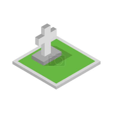 Téléchargez les illustrations : Icône du cimetière sur fond blanc - en licence libre de droit