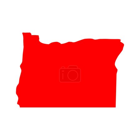 Téléchargez les illustrations : Carte de l'Oregon rouge isolée sur fond blanc, État de l'Oregon, États-Unis. - en licence libre de droit