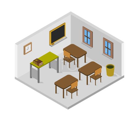 Illustration for School building interior, vector illustration - Royalty Free Image