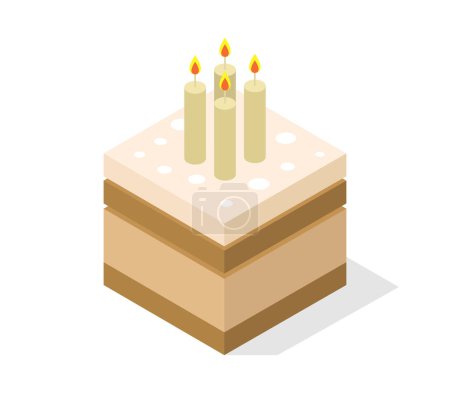 Téléchargez les illustrations : Gâteau d'anniversaire avec des bougies sur le dessus - en licence libre de droit