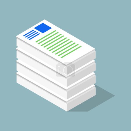 Illustration for A stack of papers with a blue cover - Royalty Free Image