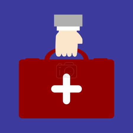 Illustration for Male hand holding medical suitcase icon - Royalty Free Image